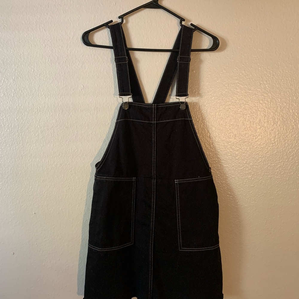 Black Denim Overall Dress